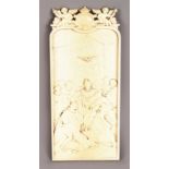 A SUPERB 19TH CENTURY EUROPEAN CARVED IVORY PLAQUE ""KING AND COUNTESS"". 10ins long. Provenance: