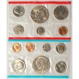 TWO SIX PIECE AMERICAN LIBERTY SETS 1974, one cent to one dollar, 6 coins.