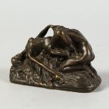 A SMALL EROTIC BRONZE. 4ins long.