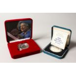 A SILVER PROOF MEMORIAL CROWN 1900-2002, The Queen Mother, and 90TH BIRTHDAY CROWN (2).