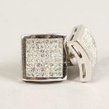 A PAIR OF WHITE GOLD PAVE SET DIAMOND EARRINGS of 3cts approx.