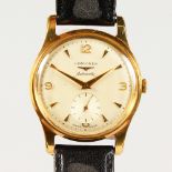 A GENTLEMAN'S LONGINES AUTOMATIC WRISTWATCH, with subsidiary second dial at six o'clock, with