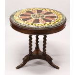 A 19TH CENTURY ROSEWOOD AND SPECIMEN MARBLE CENTRE TABLE, the top with central geometric panel,