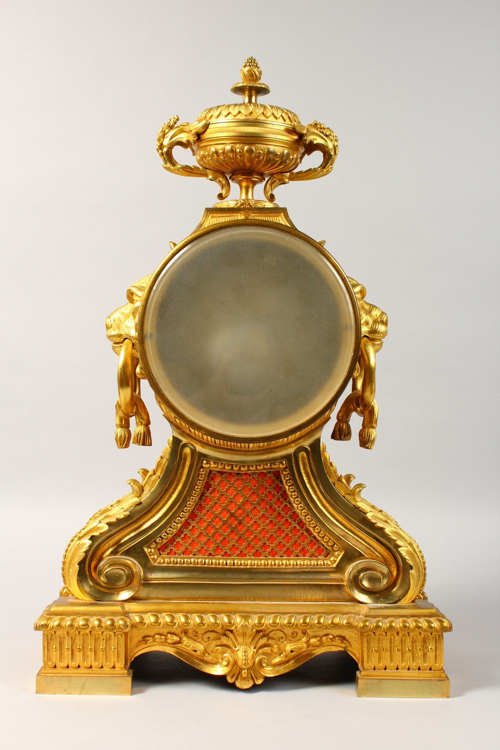 A GOOD 18TH CENTURY FRENCH ORMOLU CLOCK, with blue and white circular dial, eight-day movement - Image 7 of 8