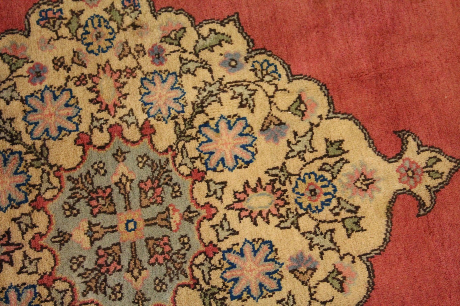 A PERSIAN CARPET, with rose ground, central motif, motifs to the border. 7ft 2ins x 7ft 4ins. - Image 3 of 10