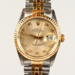 A GENTLEMAN'S ROLEX OYSTER PERPETUAL DATEJUST WATCH, No. X372768, Model 16233, in original box.