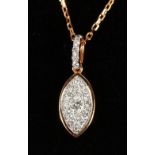 AN 18CT ROSE GOLD DIAMOND PENDANT NECKLACE of 25 points.