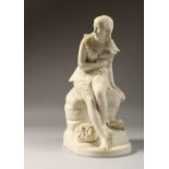 JOHN BELL, A GOOD PARIAN FIGURE OF A GIRL, sitting on a rock. Signed. 13ins high.