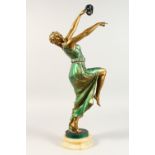 JOE DESCOMPS (1869-1960) FRENCH A SUPERB BRONZE ART DECO DANCER, on a circular onyx base. Signed.