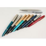 TEN VARIOUS PARKER PENS.