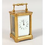 A GOOD FRENCH MINIATURE CARRIAGE CLOCK. 2.5ins high.