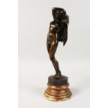 ALAN MACBETH. A BRONZE CLASSICAL STANDING NUDE, on a circular marble base. Signed. 11ins high.