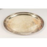 A LARGE OVAL TRAY, with gadrooned border. 24ins wide.