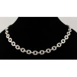 A SUPERB 18CT WHITE GOLD 6CTS OF DIAMONDS LINE NECKLACE.
