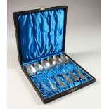 A CASED SET OF SIX CONTINENTAL SILVER TEASPOONS, stamped 800.