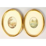 A PAIR OF BAXTER COLOUR PRINTS, in oval gilt frames.