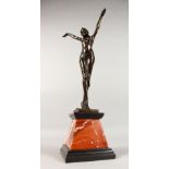 AFTER D. H. CHIPARUS A BRONZE DANCER, on a marble base. Signed. 22ins high.
