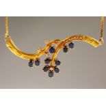 A GOOD 18K GOLD, SAPPHIRE AND DIAMOND NECKLACE.