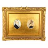 A GOOD GILT FRAMED DOUBLE PORTRAIT, of two gentlemen, one in a black coat and white cravat, the