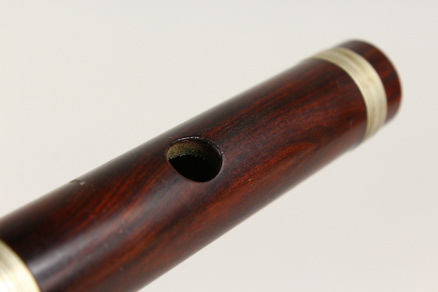 A ROSEWOOD MUSICAL INSTRUMENT. 15.5ins long. - Image 7 of 9