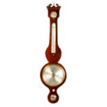 A GOOD MAHOGANY BANJO BAROMETER by CETTI OF LONDON. 3ft 2ins long.