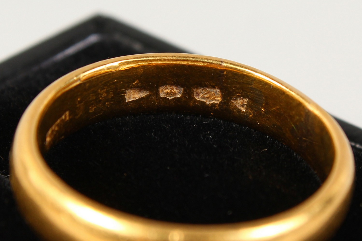A 22CT GOLD WEDDING BAND, another gold ring with an inscription (2). - Image 9 of 11