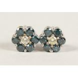 A PAIR OF PLATINUM ET FANCY COLOURED DIAMOND EARRINGS of 2cts approx.