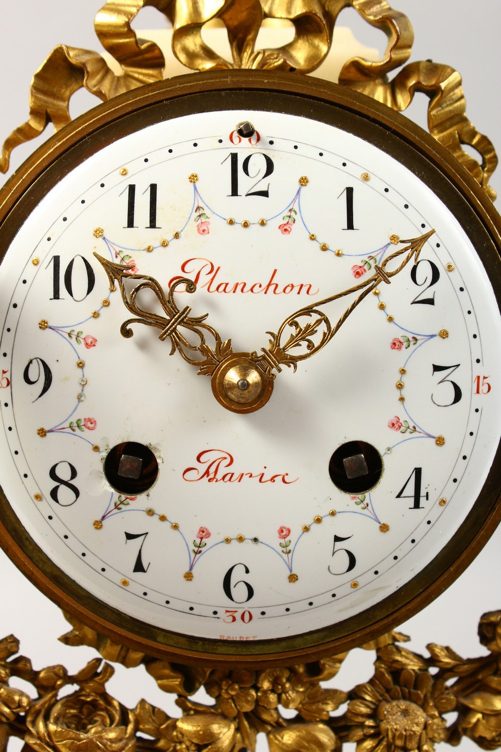 A 19TH CENTURY FRENCH WHITE MARBLE AND ORMOLU CLOCK by PLANCHEON A. PARIS, with eight-day - Image 2 of 6