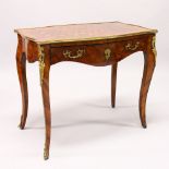 A 19TH CENTURY FRENCH KINGWOOD AND ORMOLU PARQUETRY DECORATED SIDE TABLE, of serpentine outline,
