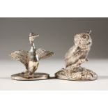 A SILVER OWL and A SILVER DUCK (2).