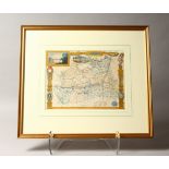 A FRAMED AND GLAZED MAP OF SURREY. Map 8ins x 10ins.