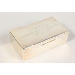 A PLAIN CIGARETTE BOX. 6ins long. Birmingham 1954.