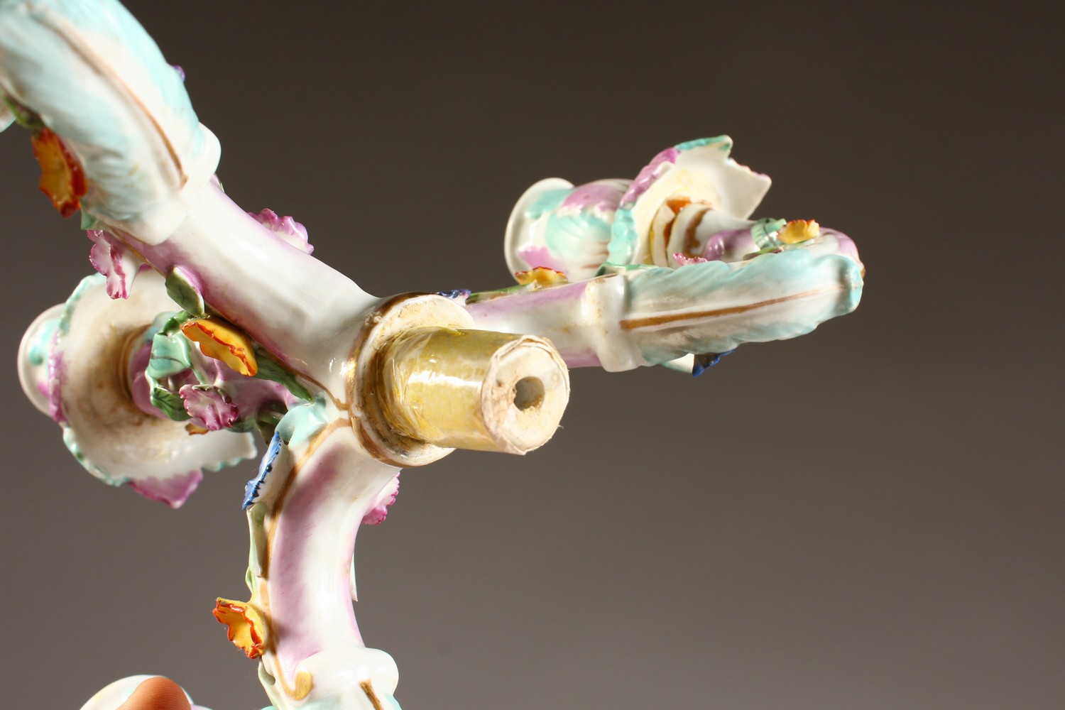 A MEISSEN DESIGN FOUR LIGHT CANDELABRA, with scrolling branches, the stem as a classical lady with - Image 5 of 7