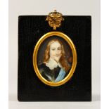 AFTER VAN DYKE, portrait head and shoulders of a man wearing armour. Signed and dated 1680. 2ins x