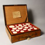 A COLLECTION OF NINETY THREE PLASTER MEDALLIONS, formed 1800 onwards. See label inside lid of box.