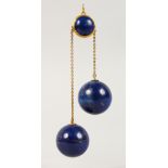 A DOUBLE LAPIS BALL PENDANT.