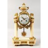 A 19TH CENTURY FRENCH WHITE MARBLE AND ORMOLU CLOCK by PLANCHEON A. PARIS, with eight-day