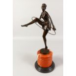 AFTER D. ALONZO A BRONZE HOOP DANCER, on a marble base. Signed. 19ins high.