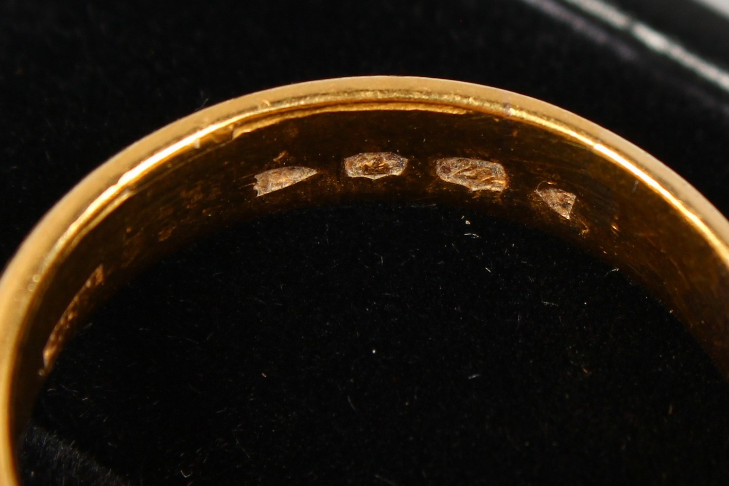 A 22CT GOLD WEDDING BAND, another gold ring with an inscription (2). - Image 10 of 11