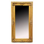 A VERY LARGE GILT FRAMED MIRROR. Mirrored Panel. 2ft x 5ft.