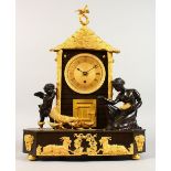 A VERY GOOD BRONZE AND ORMOLU CLOCK, the movement stamped F. BAETENS, LONDON, made in the Oriental