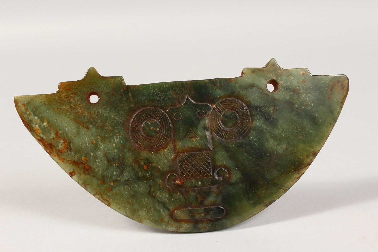 A LIANGZHU CULTURE JADE HUANG PENDANT, with incised decoration. 6ins wide. - Image 2 of 4