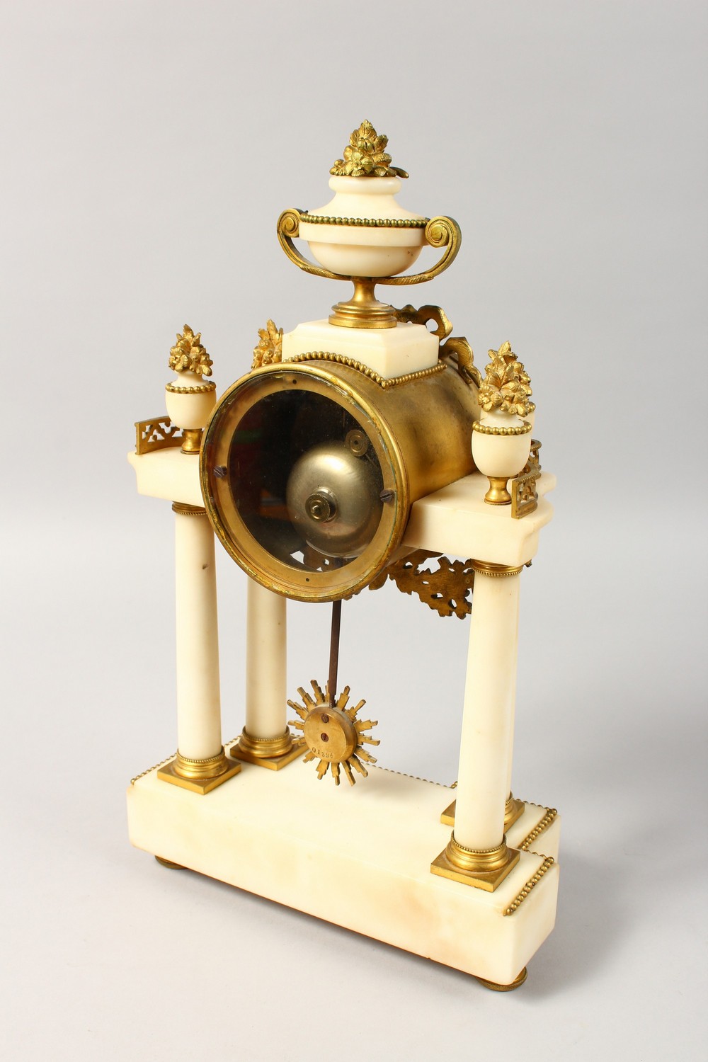 A 19TH CENTURY FRENCH WHITE MARBLE AND ORMOLU CLOCK by PLANCHEON A. PARIS, with eight-day - Image 3 of 6