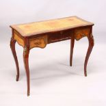 A LOUIS XVI DESIGN MAHOGANY, PARQUETRY AND ORMOLU MOUNTED DRESSING TABLE, with rising mirror, pull-