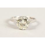 AN 18CT WHITE GOLD LARGE SINGLE STONE DIAMOND RING of 2.1cts approx.