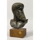 AFTER THE ANTIQUE A BRONZE CLASSICAL HEAD on base. 11ins high.