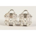 A SUPERB PAIR OF 18CT WHITE GOLD DIAMOND SET EARRINGS.