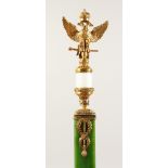 A VERY GOOD RUSSIAN "FABERGE" STYLE NEPHRITE SILVER GILT, ENAMEL AND DIAMOND SET PAPER KNIFE, with