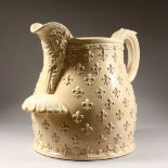 AN UNUSUAL 19TH CENTURY OVERSIZED BEER SERVING JUG, Possiby for Shop Display, with applied fleur-