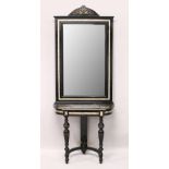 A SIMILAR CONSOLE TABLE AND MIRROR. 7ft 2ins high (including mirror) x 2ft 11ins wide x 1ft 3ins